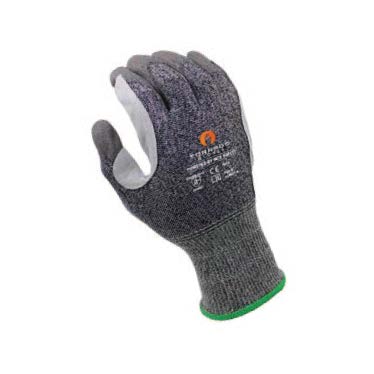 Hybrid safety gloves with reinforced leather palm